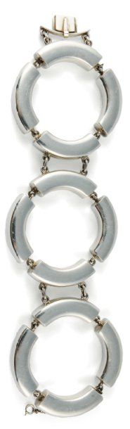 GEORG JENSEN SUR UN DESSIN ASTRID FOG Bracelet Années 60 Argent Signé L_23 cm D_7...