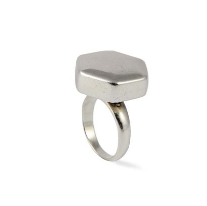 ASTRID FOG Bague Vers 1960 En forme d'hexagone Argent Poinçonnée Édition Georg Jensen...