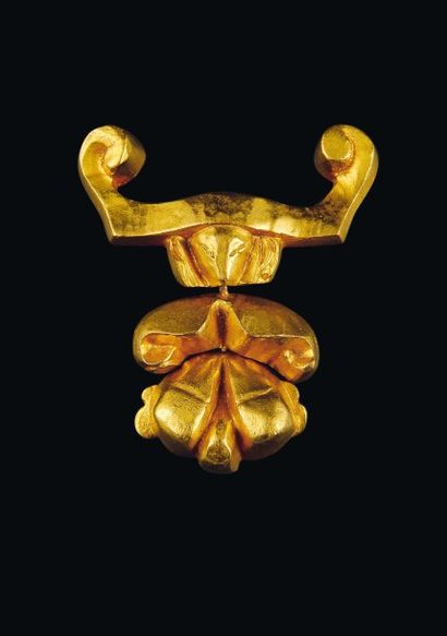 LINE VAUTRIN Broche "Rodéo", articulée en trois pièces Années 1950 Bronze doré M...