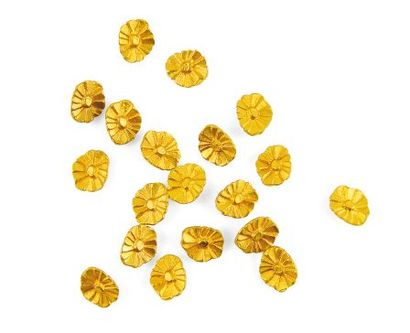 LINE VAUTRIN Série de 19 boutons fleurs Années 1940 Bronze doré