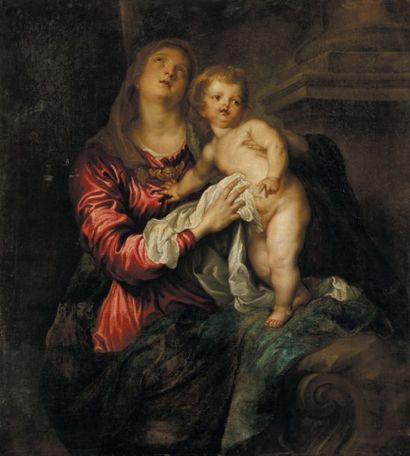 Ecole flamande du XVIIe siècle atelier d'Anton Van Dyck Vierge à l'enfant Reprise...