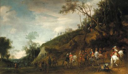 Pieter Snayers (1592-1666) Le passage de cavalerie Toile. Signée et datée en bas...