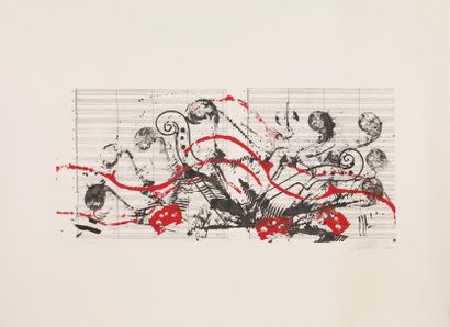 Arman (1928-2005) Partition et violon Lithographie en couleur Signée et numérotée...