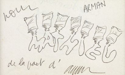 Arman (1928-2005) Pour Arman de la part d'Arman Encre sur papier. Signée en bas à...