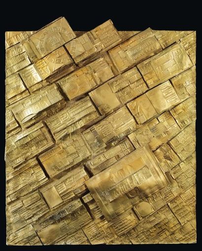 JEAN Kapera (1924-1986) Le portefeuille au 100 milliards, 1971 Sculpture. Stratification...