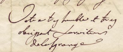 LAGRANGE, JOSEPH LOUIS DE (1736-1813) Mathématicien et astronome. Lettre autographe...