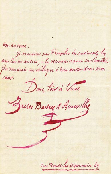 BARBEY D'AUREVILLY JULES (1808-1889)