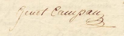 CAMPAN, JEANNE GENEST, MME (1752-1822) Lettre autographe signée « Genet Campan »,...