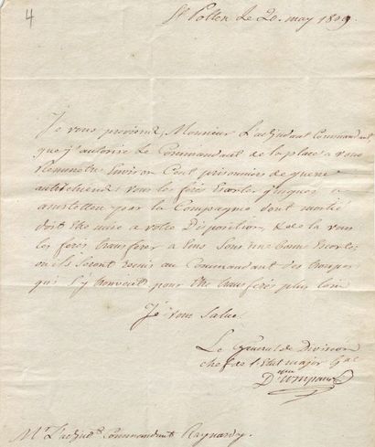 [DAVOUT, LE CHEF D'ÉTAT-MAJOR DE] 10 lettres ou pièces signées de J. DOM. COMPANS...