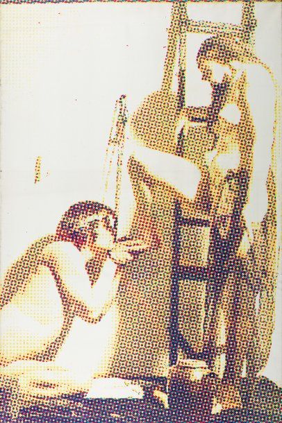 Alain JACQUET (1939-2008) L'échelle, 1969 Acrylique sur toile. Signée par deux fois,...