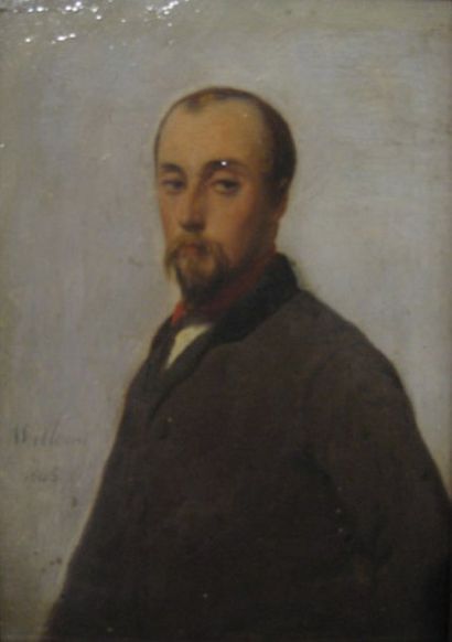 FLORENT WILLEMS (1823-1905) Portrait d'homme Panneau d'acajou signé en bas à gauche...