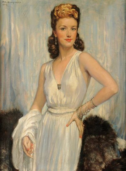 PHILIPPE SWYNCOP (1878-1949) Portrait d'une élégante Toile signée en haut à droite...
