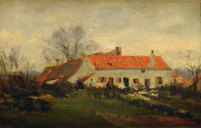 AMÉDÉE DEGREEF (1878-1969) Maison paysanne Toile signée en bas à droite. H_35 cm...