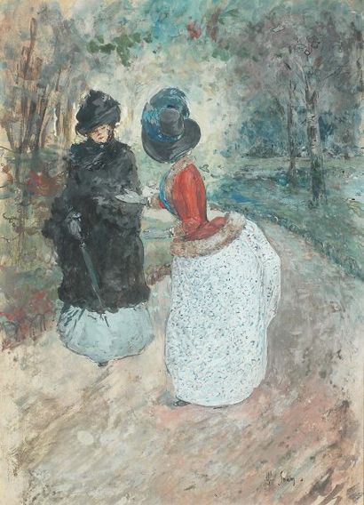 Henry Somm (1844-1907) Les deux élégantes Aquarelle sur papier. Signée H. Somm en...