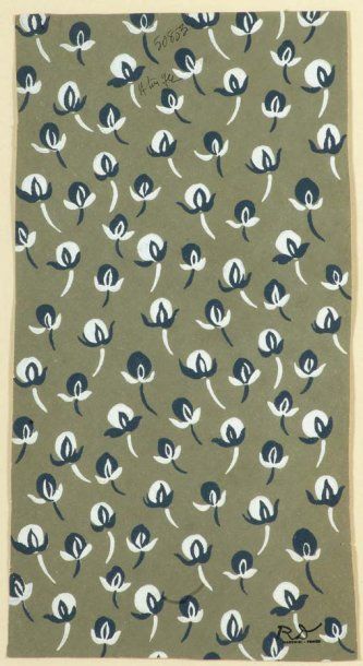 Raoul DUFY (1877-1953) Boutons de fleurs bleus et blancs Empreinte porte le cachet...