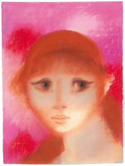 Roger Somville (né en 1923) Femme ou Sur fond rose. Pastel sur papier signé en haut...