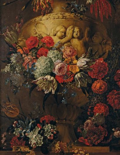 GASPAR PIETER VERBRUGGEN (ANVERS 1635-1687) Bouquet de fleurs sur un entablement...