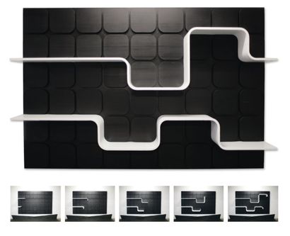 MAARTEN DE CEULEAR - Pièce Unique Étagère "Growing Shelves" à fond noir en multiplex...