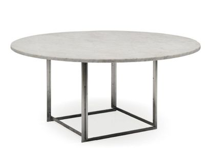 POUL KJÆRHOLM (1929-1980) Table de salle à manger EKC 54 à plateau circulaire en...