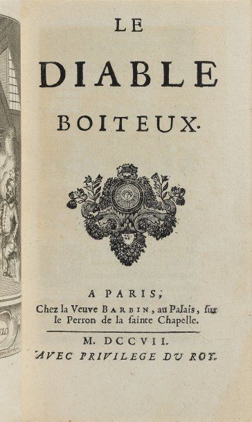 LE SAGE, Alain-René. Le diable boiteux Paris, Veuve Barbin, 1707 In-12 (161 x 93...