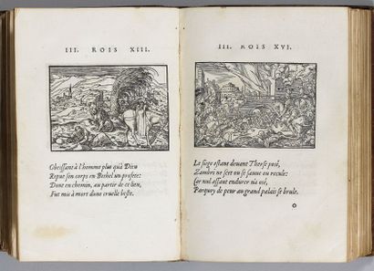 PARADIN, Claude. Quadrins historiques de la Bible Lyon, Jean de Tournes, 1555 4 ouvrages...