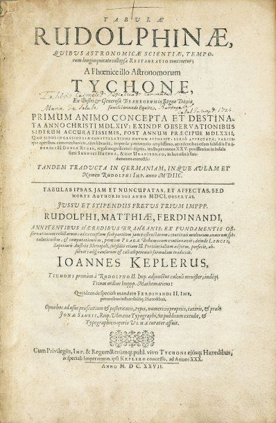KEPLER, Jean. TabulAE rudolphinAE Ulm, Jonas Saur, 1627 2 parties en un volume in-folio...