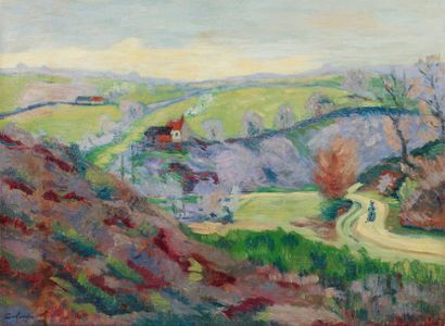 ARMAND GUILLAUMIN (1841-1927) La côte face au pont Charraud (Creuze), ca 1907 Huile...