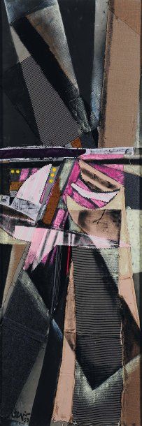 GEORGES COLLIGNON (1923-2002) Composition, 1959 Collage de tissus. Signé et daté...