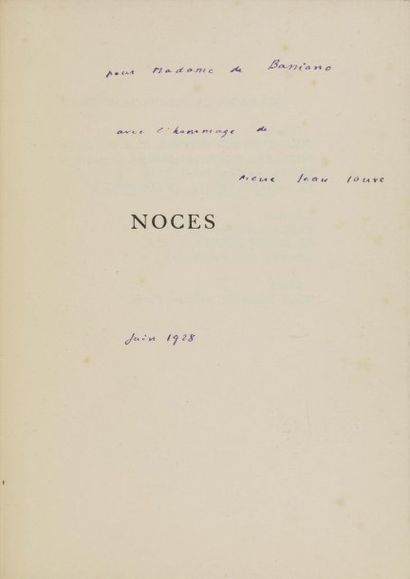 JOUVE (Pierre-Jean). Noces. Paris, Au Sans Pareil, 1928. In-12, demi-maroquin rouge...
