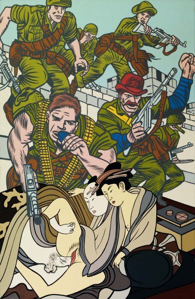 ERRO (NÉ EN 1932) The Battle of Saporro, 1976 Huile sur toile. Signée, titrée, datée...