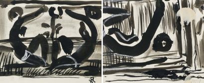 GEORGES ROUAULT (1871-1958) Duo Encre de Chine et lavis sur papier. Dessin double...