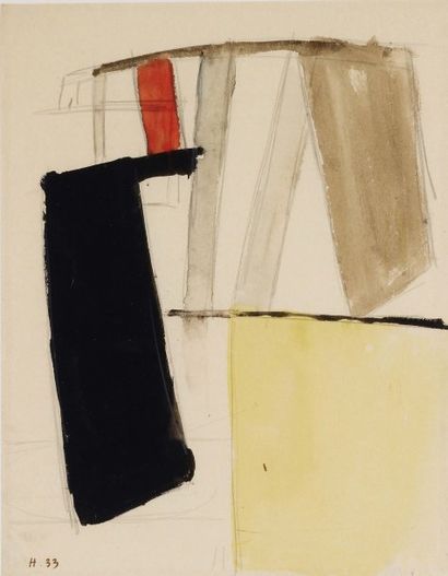 JEAN HELION (1904-1987) Equilibre, 1933 Gouache, aquarelle et mine de plomb sur papier....