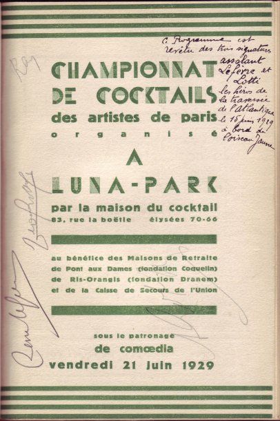 AVIATION 1929. Signatures autographes des aviateurs Assolant, Lefèvre et Lotti sur...