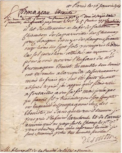 ANCIEN RéGIME . Cinq pièces, lettres ou documents du XVIIIe siècle. - 1708. Louis...