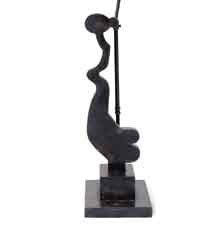 ROBERT COUTURIER Lampe à poser de forme silhouette en bronze patiné noir. Fonte "La...