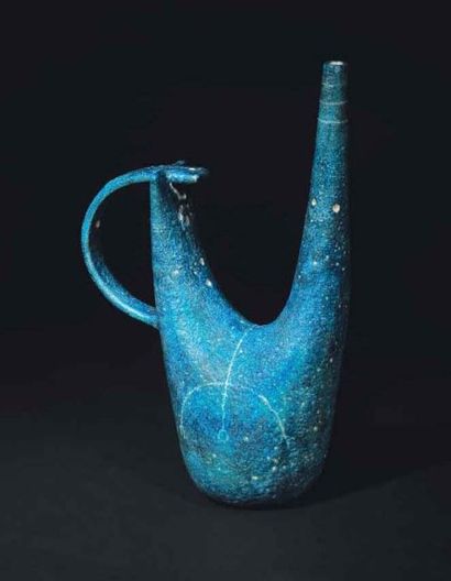 Guido Gambone (1909-1969) - Pièce unique Grand vase à double col et une anse, en...