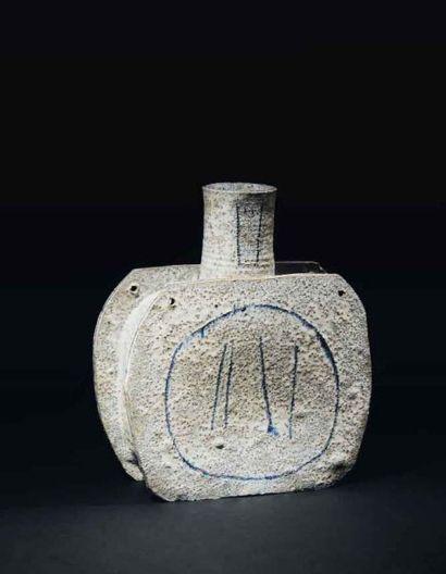 Guido Gambone (1909-1969) - Pièce unique Grand vase "Fiasca Grande" de forme trapezoidale...