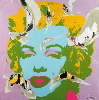 Mimmo Rotella (1928-2006) Marilyn n°1, 2004 Arrachage sur toile. Signée en bas à...
