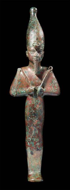 null GRANDE STATUETTE votive représentant le dieu Osiris. Il est debout, momiforme,...