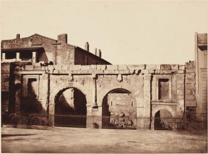 EDOUARD-DENIS BALDUS (1813-1889) Le Louvre ; l'Ecole des Beaux-Arts ; Nîmes, la porte...