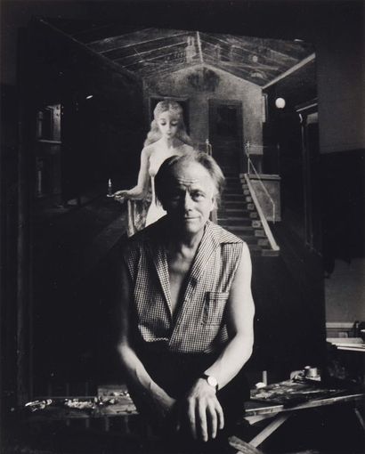 DANIEL FRASNAY Delvaux dans son atelier Cinq tirages argentiques en noir et blanc,...