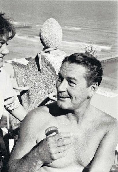 BENNO GRAZIANI Errol Flynn, Deauville, France, 1953. Tirage argentique postérieur...