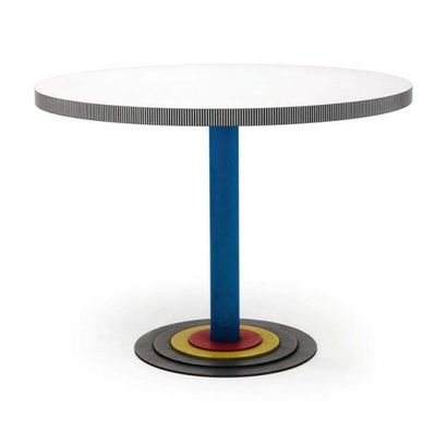 ANTONIA ASTORI Table / Guéridon « Chroma » à épais plateau circulaire blanc et tranche...