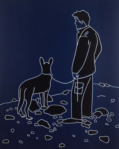 Gil Marco Shani Man and a Dog, 2010 Acrylique et marqueur sur toile. Acrylic and...