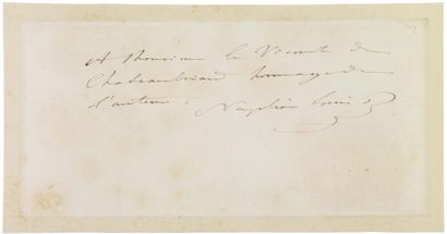 NAPOLÉON III BONAPARTE Pièce signée, 1 page in-4 ; après 1854. Pièce jointe du même....