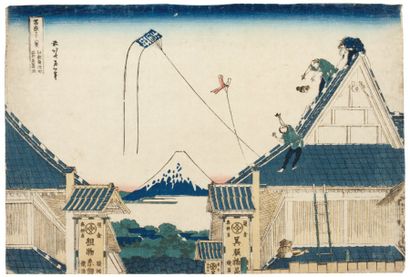 Hokusai Katsushika (1760-1849) Edo Surugacho, Mitsui Mise ryaku no zu Esquisse du...