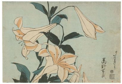 Hokusai Katsushika (1760-1849) Branche de lys Une branche, portant trois fleurs de...