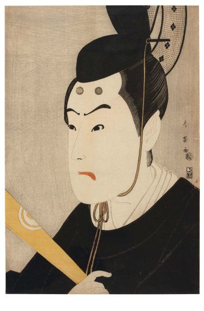 Shunei Katsukawa (1762-1819) Portrait en buste de Bando Hikosaburô III dans le rôle...
