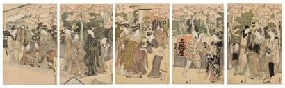 Toyokuni Utagawa (1769-1825) Courtisanes se promenant au Yoshiwara Des courtisanes...