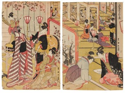 Toyokuni Utagawa (1769-1825) Toshi wasure jochu kyogen no zu Fête de fi n d'année....
